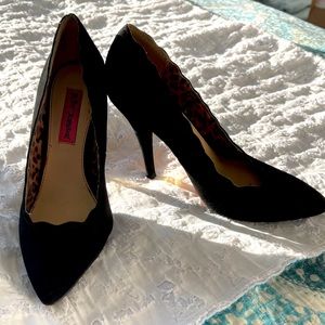 Betsey Johnson …. Black suede heels..Size 6